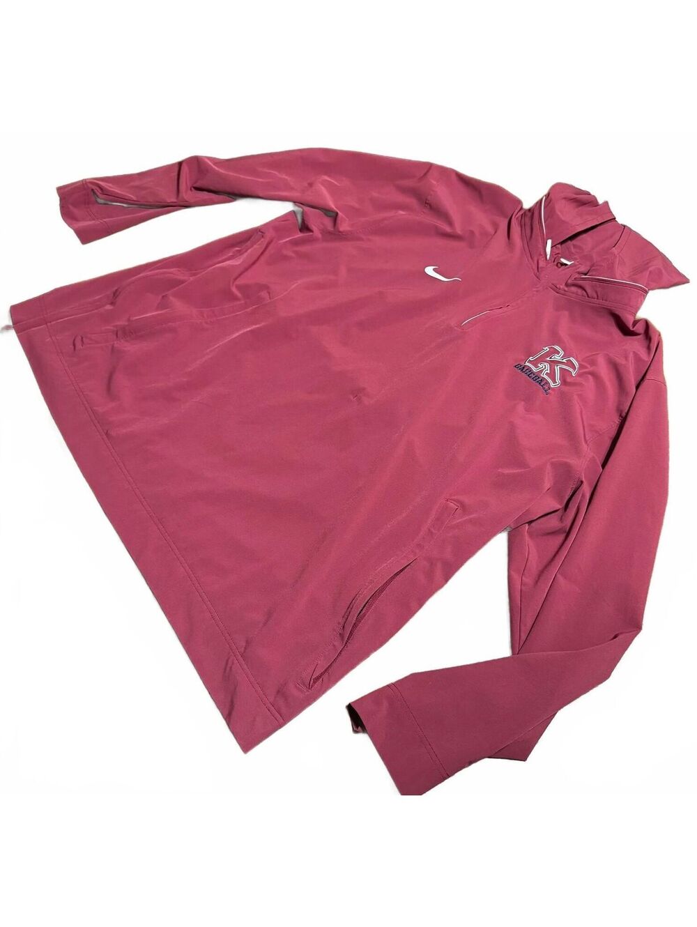 Nike Mens Baseball Windshirt Hooded 1/4 Zip XXL Long Sleeve Maroon Jacket BP